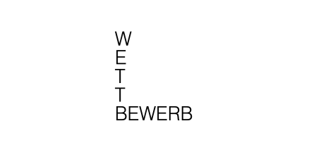 Text in Großbuchstaben: "WETTBEWERB". Minimalistisches Design.